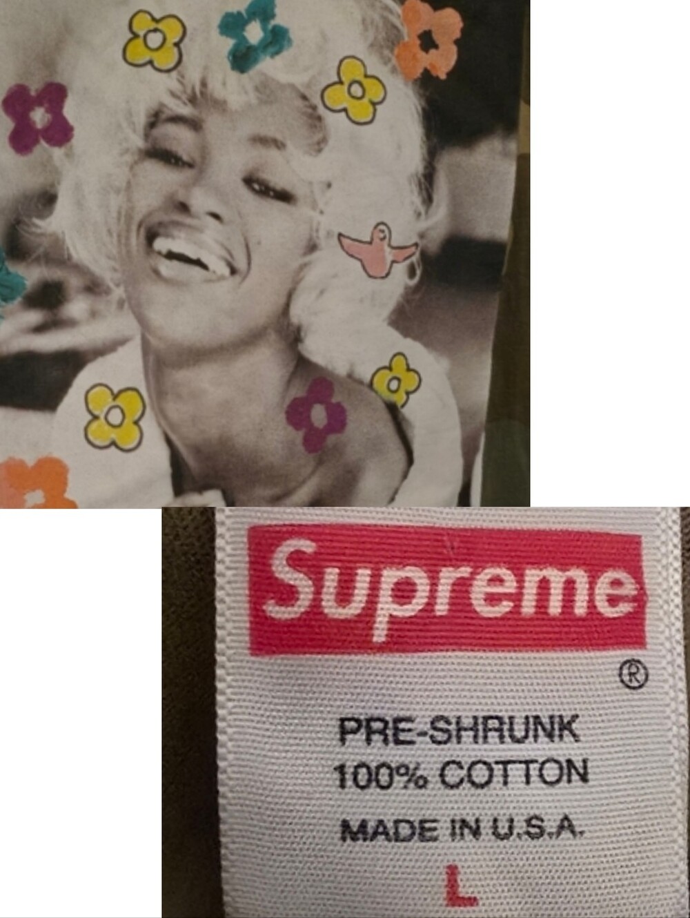 Supreme Icon Super Model Naomi campbell 90s flower graphic camo tshirt designer